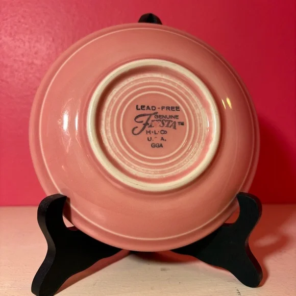 Retro Fiestaware Homer Laughlin Vintage Rose Pink Ceramic Cup and Saucer Set Fun - Picture 5 of 8